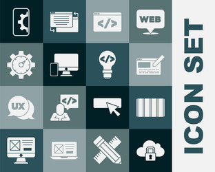 set cloud computing lock color palette guide ui vector image
