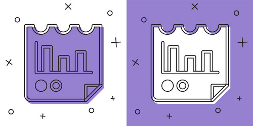 Set document with graph chart icon isolated vector