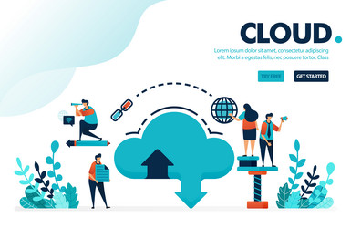 database and cloud internet download upload vector image