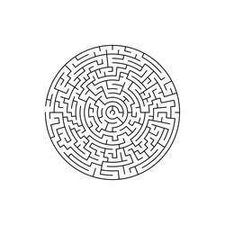 labyrinth with entrance and exit round maze game vector