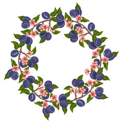 round frame with pear tree branch vector image