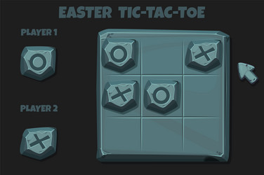 tic-tac-toe stone style ui game with cursor arrow vector image