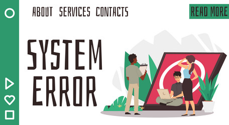 system error landing page network failure on big vector image