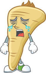 Sad crying gesture parsnip cartoon character style vector