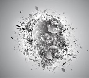 Exploded skull with splashes in all directions vector