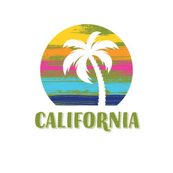 california tee print design with palm vector