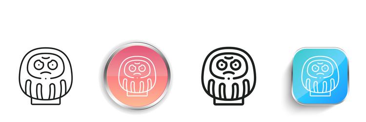 daruma icon thin linear regular and button style vector image