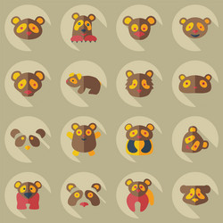 flat concept set modern design with shadow pandas vector image