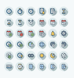 Flat color thin line icons set with date vector