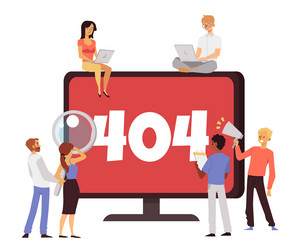 monitor screen showing 404 page not found error vector image