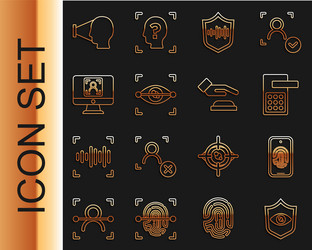 set line shield eye scan mobile with fingerprint vector image