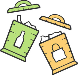 Trash sorting bins color icon vector