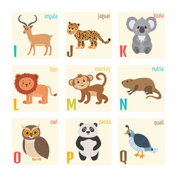 cute zoo alphabet with animals in cartoon style Vector Image