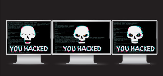 Hacker Skull with 'You Hacked' Text vector image