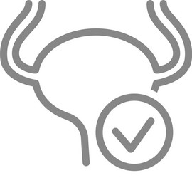 urinary bladder with tick checkmark line icon vector