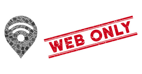 wi-fi map marker mosaic and distress web only seal vector image