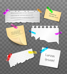 Torn paper notes sheet ripped realistic pattern Vector Image