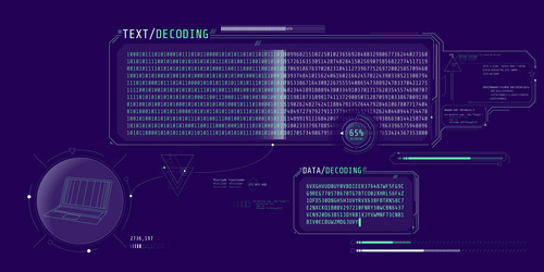 Data decryption screen with text decoding window Vector Image