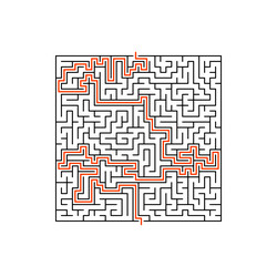 maze game labyrinth square shape clue or key exit vector image