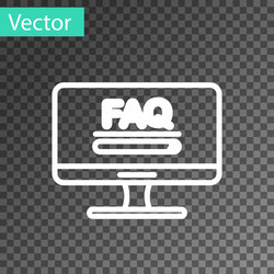White line computer monitor with text faq vector