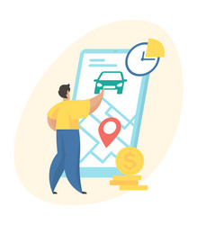 man using online car sharing mobile application vector image