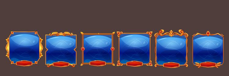 golden vintage game frames red buttons ui vector image