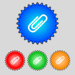 Paper clip sign icon symbol set colourful vector