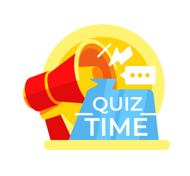 quiz time loudspeaker with lightning bolt vector