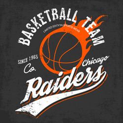 Raiders Basketball Logo - Orange Ball Vector Image