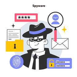 spyware or adware dangerous malware monitoring vector image