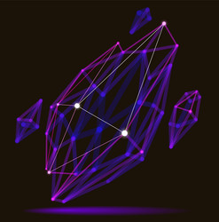 abstract 3d mesh shape dots connected with lines vector image
