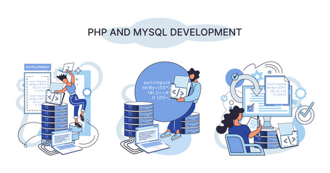 php and mysql development software website vector image