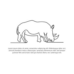 Rhino line design wildlife decorative elements vector