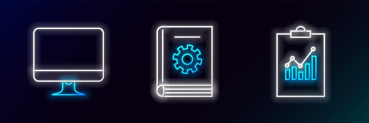 Set line clipboard with graph chart computer vector