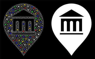 Glossy mesh 2d museum marker icon with flash spots vector