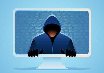 Hacker Emerging from Screen vector image