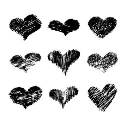 Hand drawn pencil scribble hearts vector