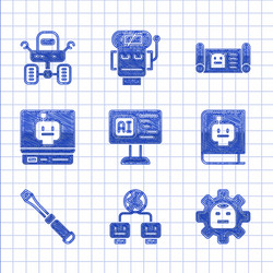 set software artificial intelligence robot user vector image