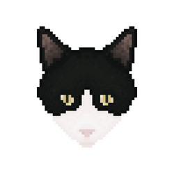 cat head pixel art pet animal vector