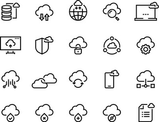 Cloud Computing Line Icons - Data Storage vector image