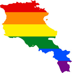 lgbt flag map of armenia vector