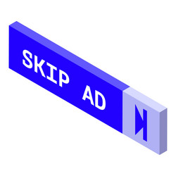 skip ad button showing the end of advertisement vector image