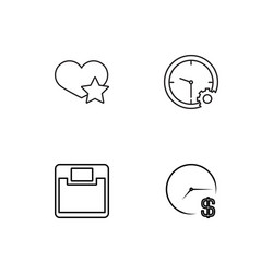 time linear icons set simple outline vector image