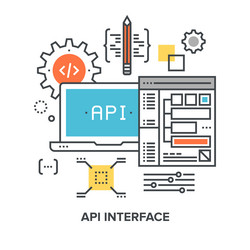 api interface flat line design concept vector image