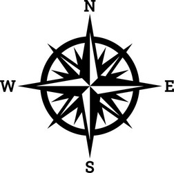 Compass rose showing four cardinal directions Vector Image