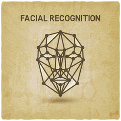 Facial recognition system 3d face vintage vector