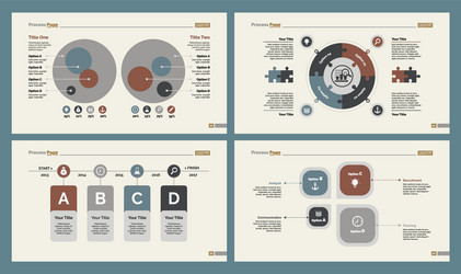 Four teamwork charts slide templates set vector