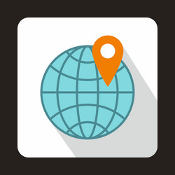 globe and map pointer iconflat style vector image