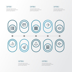 interface icons line style set with datacenter vector image