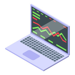 laptop showing decreasing chart representing stock vector image